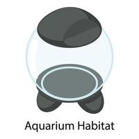 icono de hábitat de acuario redondo, estilo isométrico vector