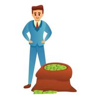 Rich man icon, cartoon style vector