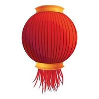 Gold chinese lantern icon, cartoon style vector