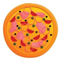 Traditional pizza icon, cartoon style vector