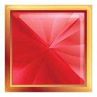 Square gemstone icon, cartoon style vector