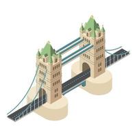 icono del puente de Londres, estilo isométrico vector