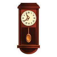 Wall pendulum clock icon, cartoon style vector