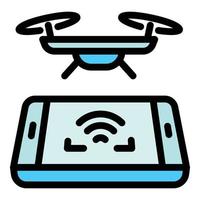 Smartphone drone control icon, outline style vector