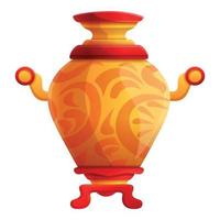 icono de samovar ornamental, estilo de dibujos animados vector