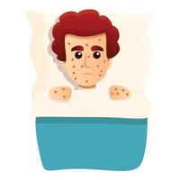 Chicken pox patient icon, cartoon style vector