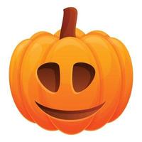 Cute fall pumpkin icon, cartoon style vector