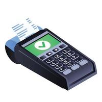 Pos payment terminal icon, isometric style vector