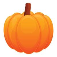 Whole pumpkin icon, cartoon style vector