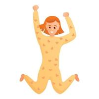 Jumping pajama girl icon, cartoon style vector