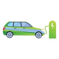 Hybrid car charge station icon, cartoon style vector