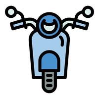 icono de scooter de vista frontal, estilo de esquema vector