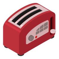 Red toaster icon, isometric style vector