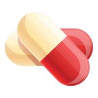 Capsule pills icon, cartoon style vector