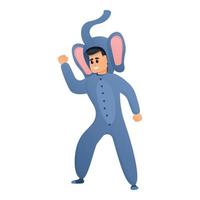 Elephant boy pajama icon, cartoon style vector