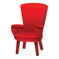 Red old armchair icon, cartoon style vector