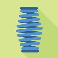 Blue spring coil icon, flat style vector