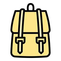 icono de mochila textil, estilo de esquema vector