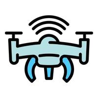 icono de conexión de drones de radio, estilo de contorno vector