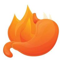 Stomach fire icon, cartoon style vector