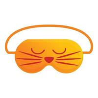 icono de máscara para dormir con estampado de cara de gato, estilo de dibujos animados vector