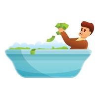 Bathtub of dollars icon, cartoon style vector