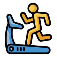 Boy running at treadmill icon, outline style vector