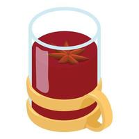 icono de taza de vino caliente, estilo isométrico vector