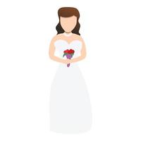 Beautiful bride icon, cartoon style vector