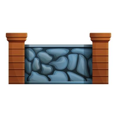 Old stone fence icon, cartoon style