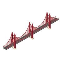 Red wire bridge icon, isometric style vector