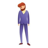 Sad bankrupt man icon, cartoon style vector