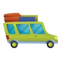 Tourist travel car icon, cartoon style vector