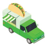 icono de camión de comida mexicana, estilo isométrico vector