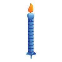 Burning birthday candle icon, cartoon style vector