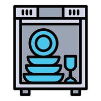 Full dishwasher icon, outline style vector