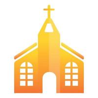 Orange church icon, cartoon style vector