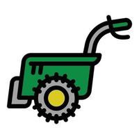 icono de tractor de empuje, estilo de esquema vector