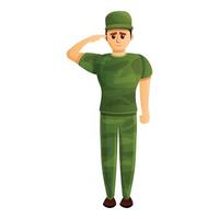 Soldier salute icon, cartoon style vector