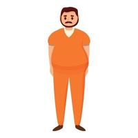 Fat prison man icon, cartoon style