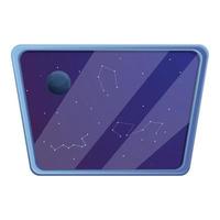 Spaceship window icon, cartoon style vector