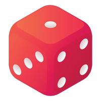 Red design dice icon, isometric style vector