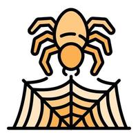 Spider making web icon, outline style vector