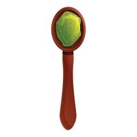 Green tea spoon icon, cartoon style vector