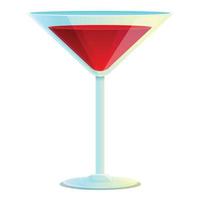 Red cocktail icon, cartoon style vector