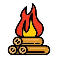 Burning campfire icon, outline style vector