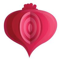 Piece cut beet icon, cartoon style vector