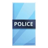 Police glass shield icon, cartoon style vector