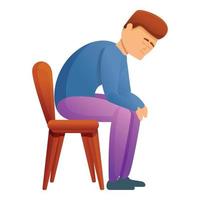 Man at chair depression icon, cartoon style vector