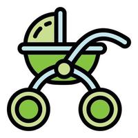 Baby pram icon, outline style vector